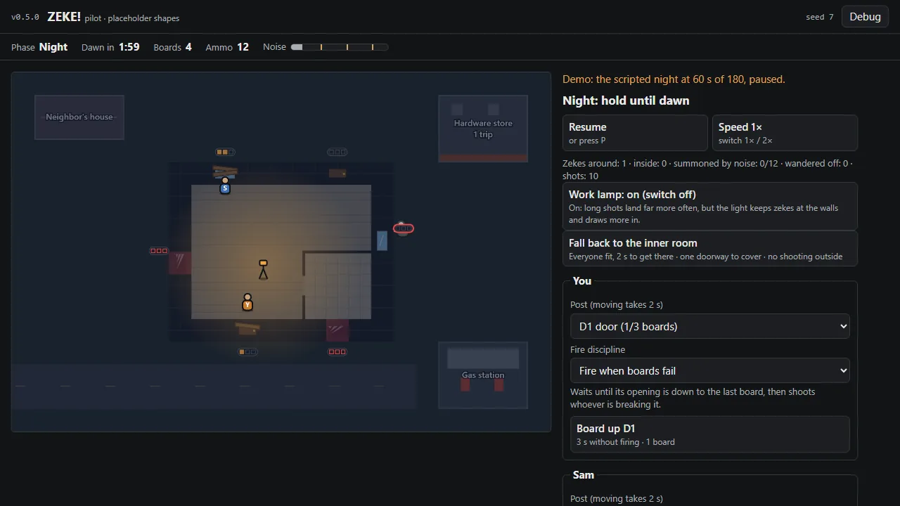 Pilot v0.5.0: the work lamp, screenshot