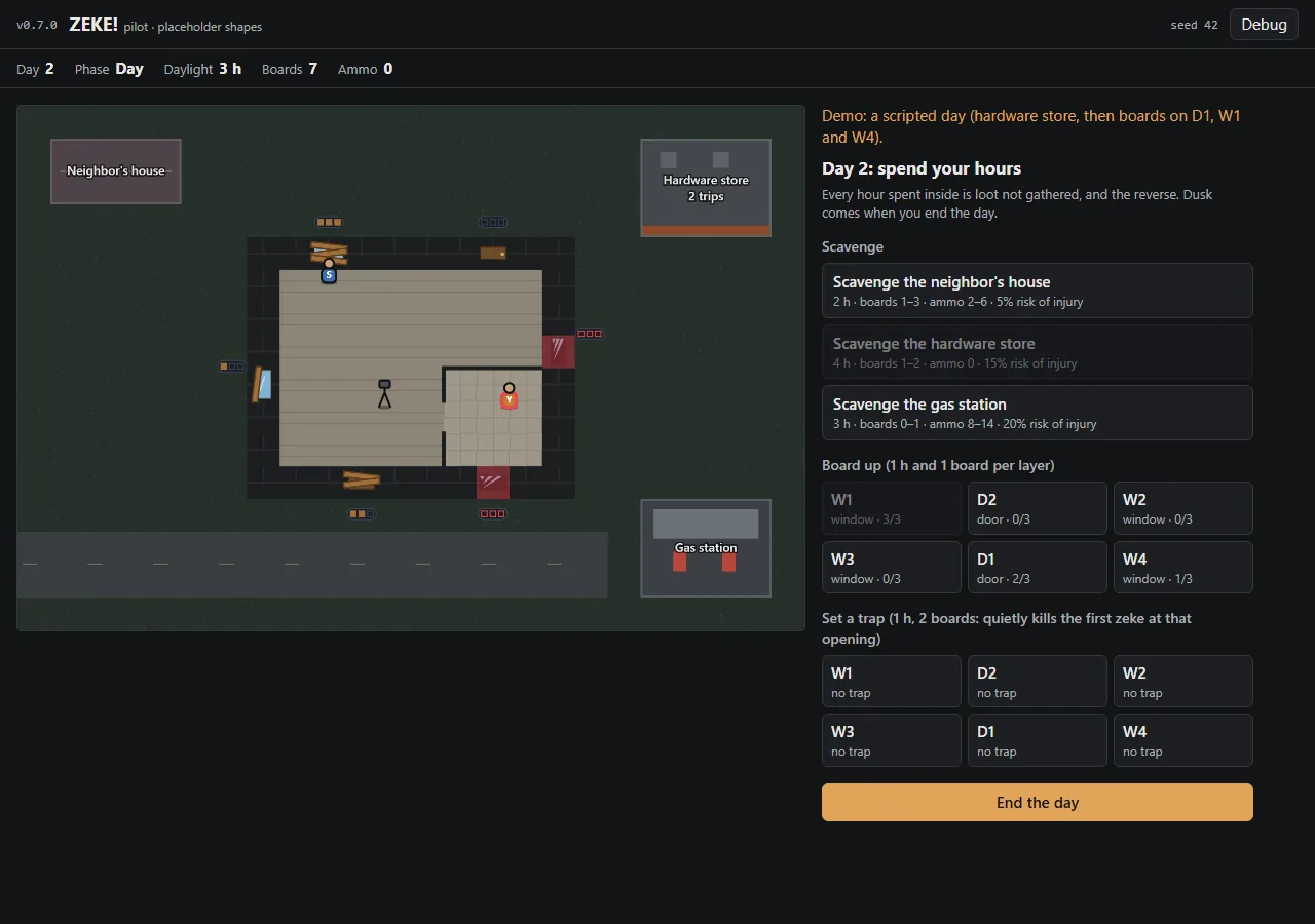 Pilot v0.7.0: nights in a row, screenshot
