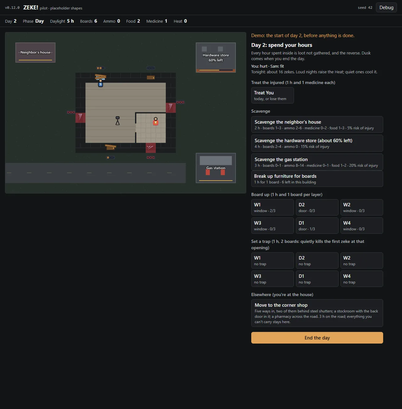 Pilot v0.12.0: scouting, packing up and moving on, screenshot